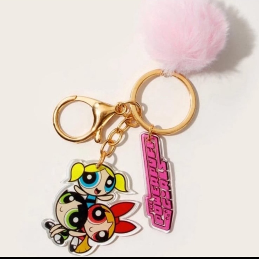 Powerpuff Girls Licensed Keychain, Bag Charm, NEW, Cartoon Network